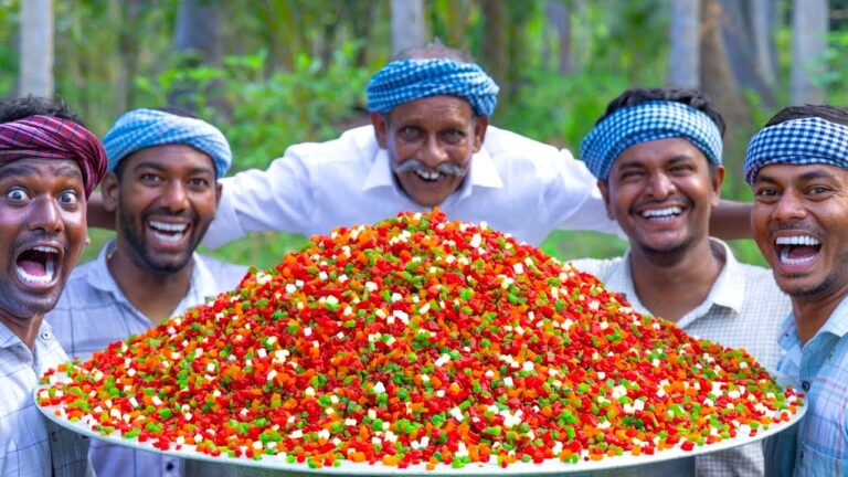 TUTTI FRUTTI | Colourful Tutti Frutti With Ice Cream | Papaya Harvesting and Cooking in Village