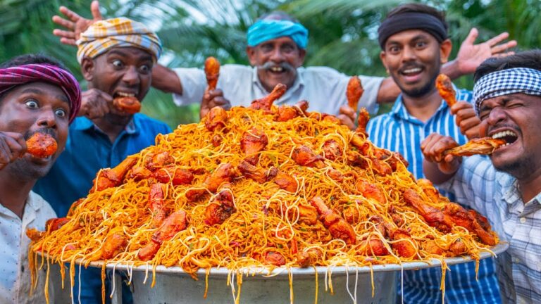 CHICKEN LEG PIECE NOODLES | Chinese Hakka Noodles Recipe Cooking in Village | Tasty Chinese Food